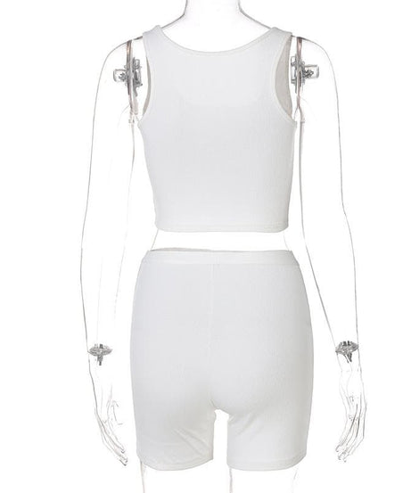 Fall Favorite: Effortless Ribbed Crop Top & Biker Shorts Set - Cozy Chic Loungewear