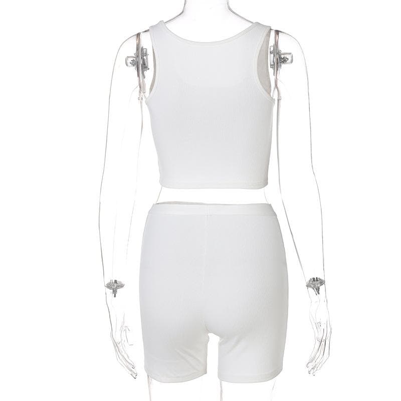 Fall Favorite: Effortless Ribbed Crop Top & Biker Shorts Set - Cozy Chic Loungewear