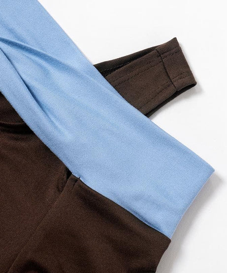 Effortless Chic Asymmetric Off-Shoulder Long Sleeve Top - Trendy Fall Contrast Panel