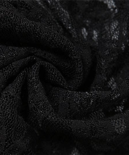 Alluring Black Lace Strapless Bodysuit & Long Gloves Set | Perfect for Halloween & Romantic Fall Nights
