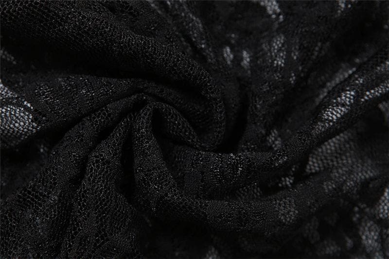 Alluring Black Lace Strapless Bodysuit & Long Gloves Set | Perfect for Halloween & Romantic Fall Nights