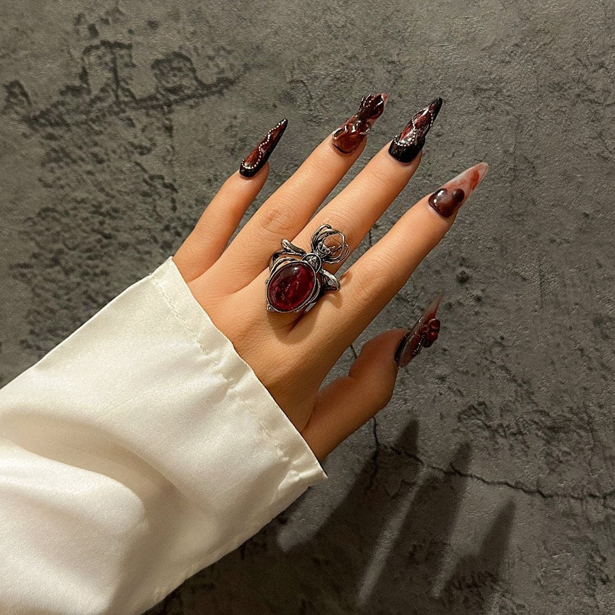 Enchanting Ruby Red Spider Statement Ring - Gothic Glam for Halloween & Fall