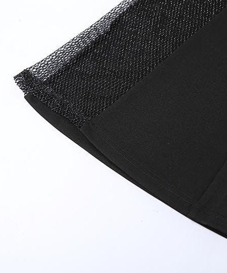 Dare to Dazzle: Black Mesh Slit Flare Jumpsuit - Your Ultimate Fall & Holiday Party Statement