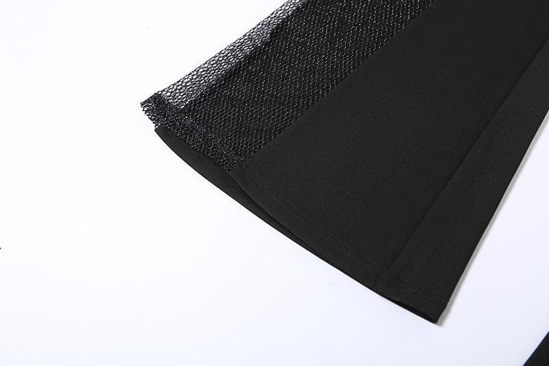 Dare to Dazzle: Black Mesh Slit Flare Jumpsuit - Your Ultimate Fall & Holiday Party Statement