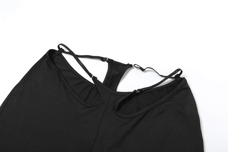 Electrify Your Fall Nights: Daring Cut-Out Halter Crop & Flared Pant Set – Perfect for Halloween & Parties