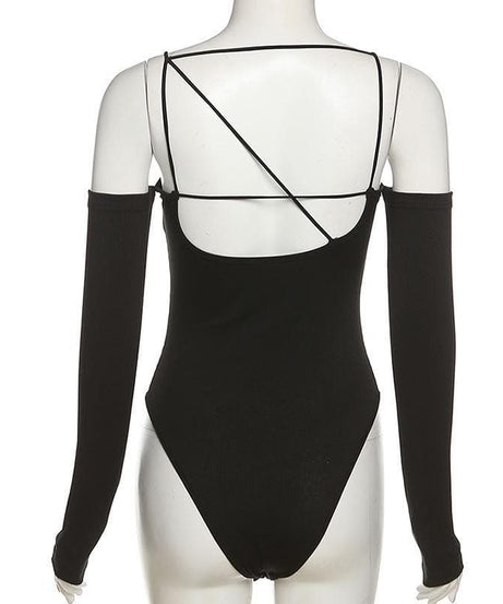 Strap & Sleeve: Asymmetrical Ribbed Knit Bodysuit - Your Fall Style Statement