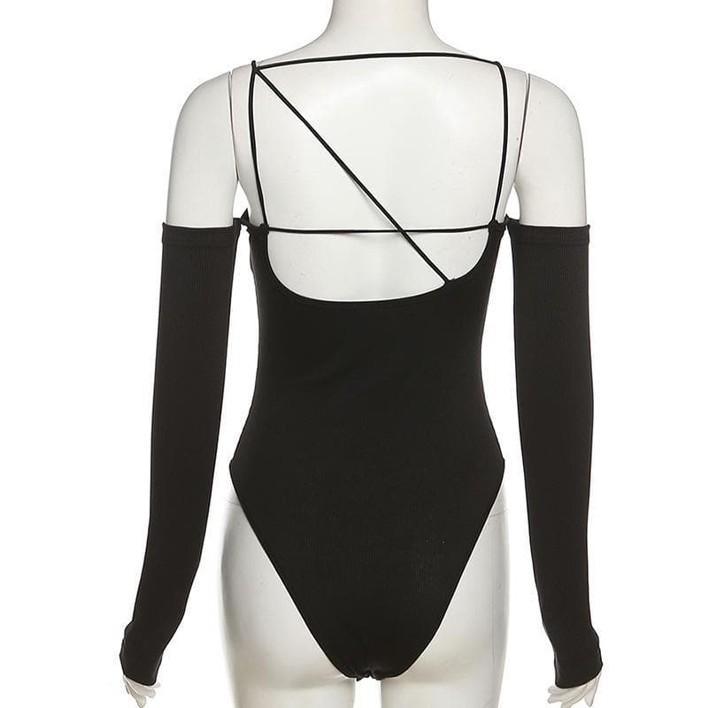 Strap & Sleeve: Asymmetrical Ribbed Knit Bodysuit - Your Fall Style Statement