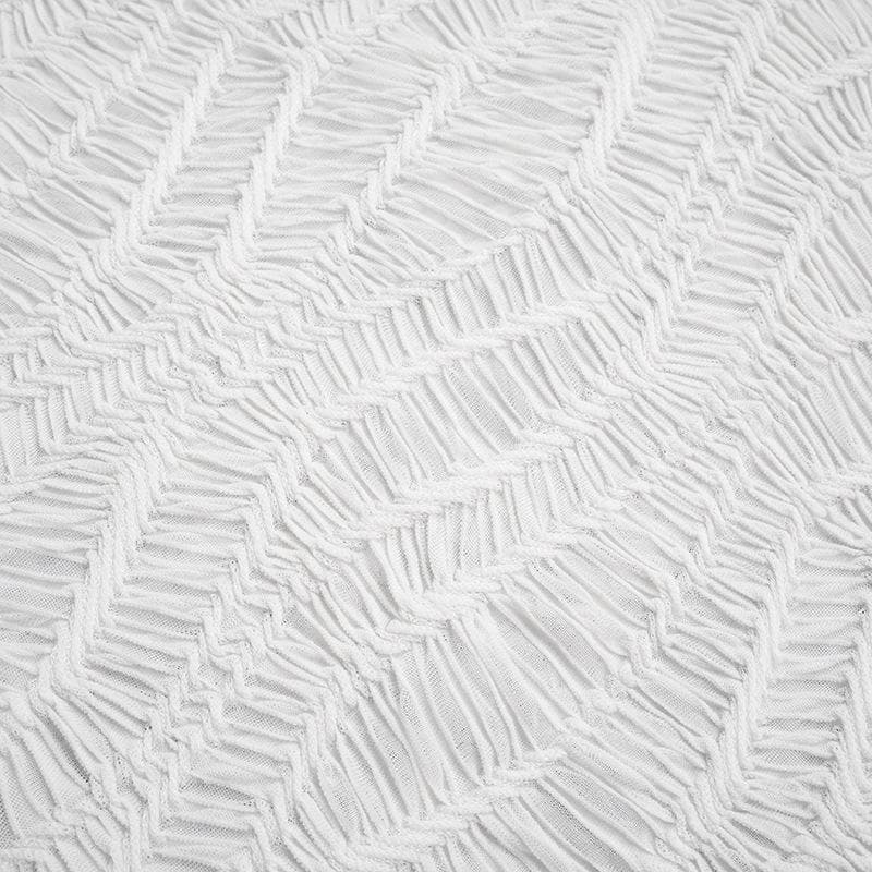 Chic White Textured Mesh Mini Dress - High Neck Self-Tie Bodycon for Fall Parties & Night Out