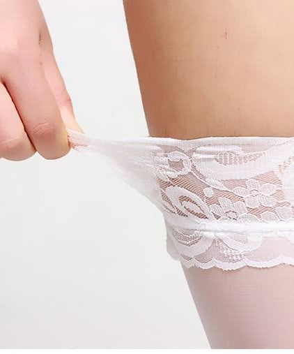 Sultry Black Lace Thigh High Stockings - Perfect for Fall & Holiday Glam