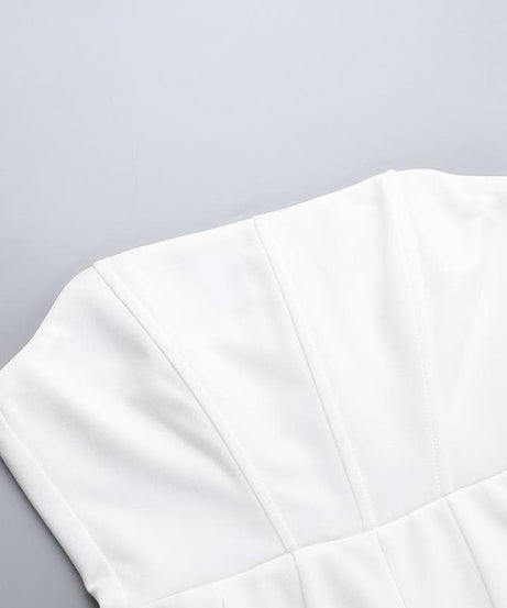 Chic White Strapless Pleated Mini Dress | Effortless Fall Getaway & Party Style