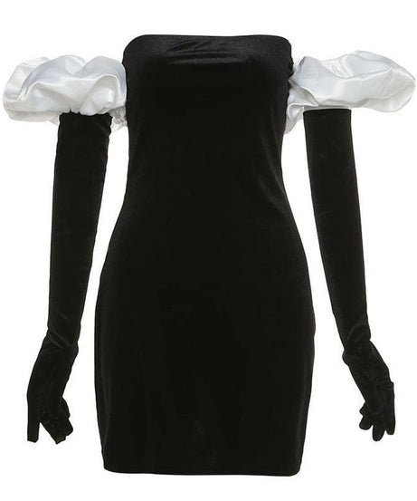 Chic Velvet Off-Shoulder Mini Dress with Luxe Pink Puff Sleeves – Your Go-To for Fall & Holiday Parties