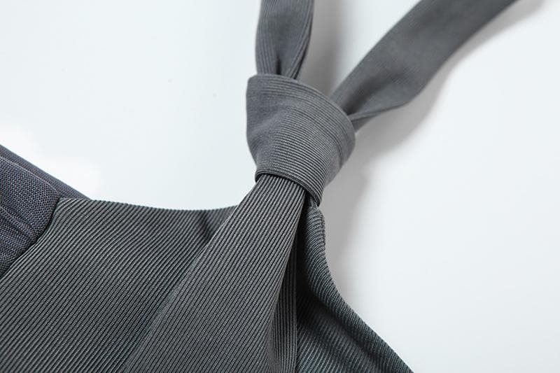 Autumn Allure: Chic Off-Shoulder Halter Ruched Long Sleeve Crop Top - Your Fall Fashion Must-Have