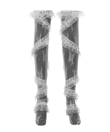Spellbinding Gothic Lace Ruffle Thigh-High Stockings - Halloween & Dark Romance Essential