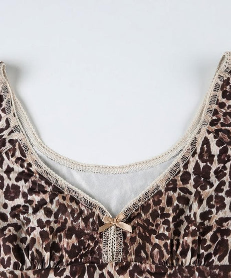 Spotted & Styled: Y2K Leopard Print Puff Sleeve Bowknot Top - Fall's Must-Have