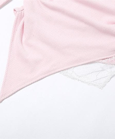 Fall Chic: Ruched Off-Shoulder Halter Top - Asymmetric Lace Detail Long Sleeve