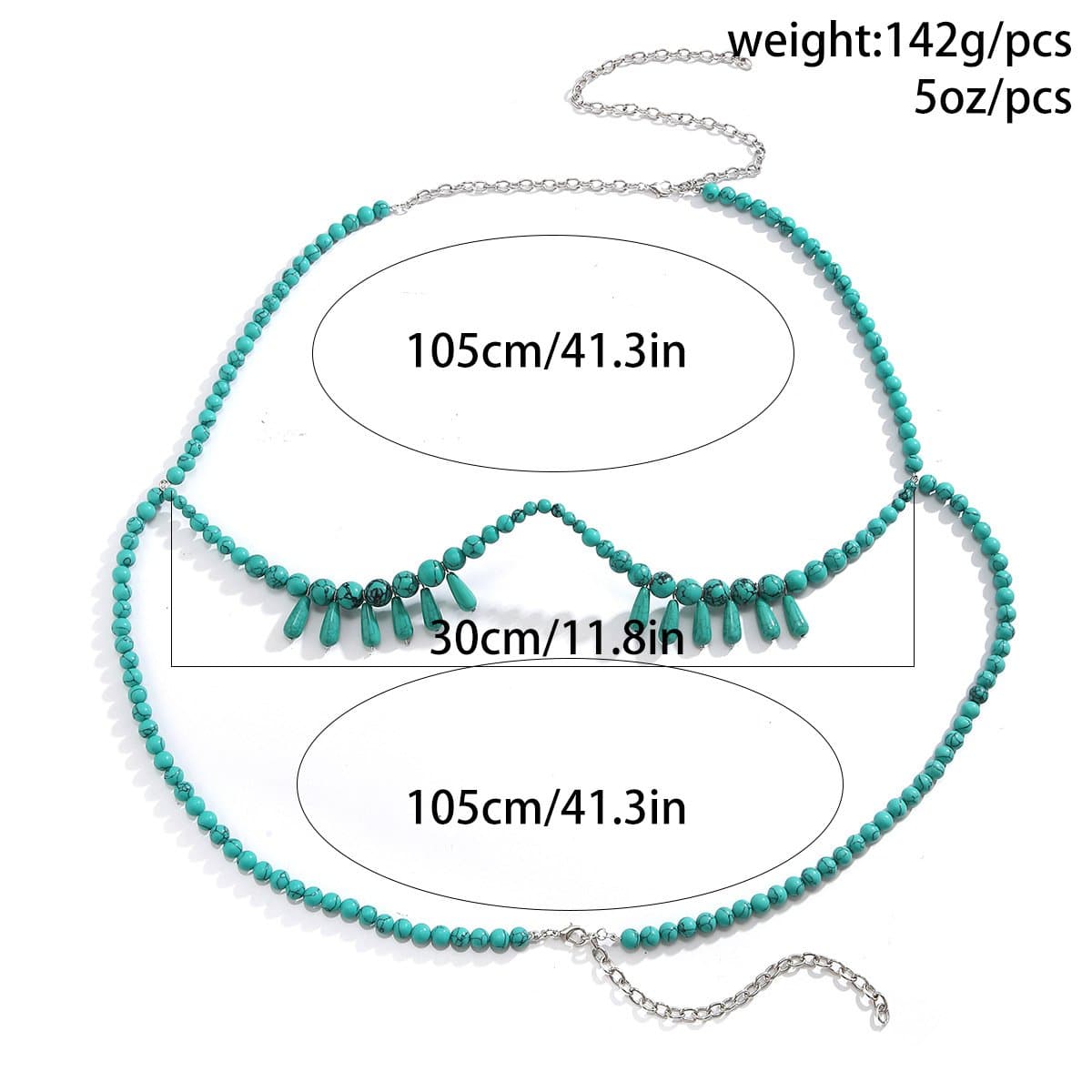 Turquoise Beaded Glamour Bikini Body Chain | Resort & Tropical Getaway Swimwear Accessory