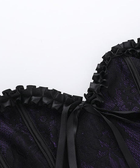 Dark Enchantress Purple Lace Corset Bustier Top - Halloween & Fall Goth Glamour