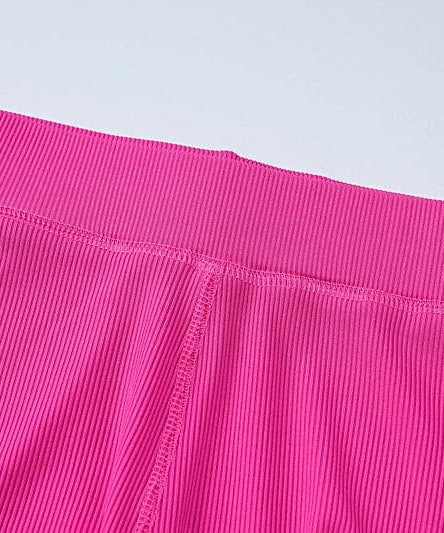Chic Fuchsia Ribbed Long Sleeve Top & Leggings Set - Ultimate Cozy Comfort for Fall & Winter