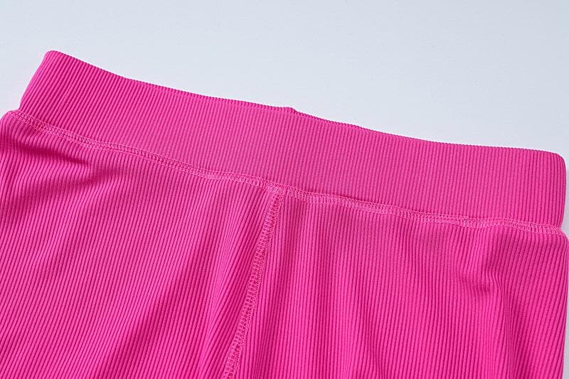 Chic Fuchsia Ribbed Long Sleeve Top & Leggings Set - Ultimate Cozy Comfort for Fall & Winter