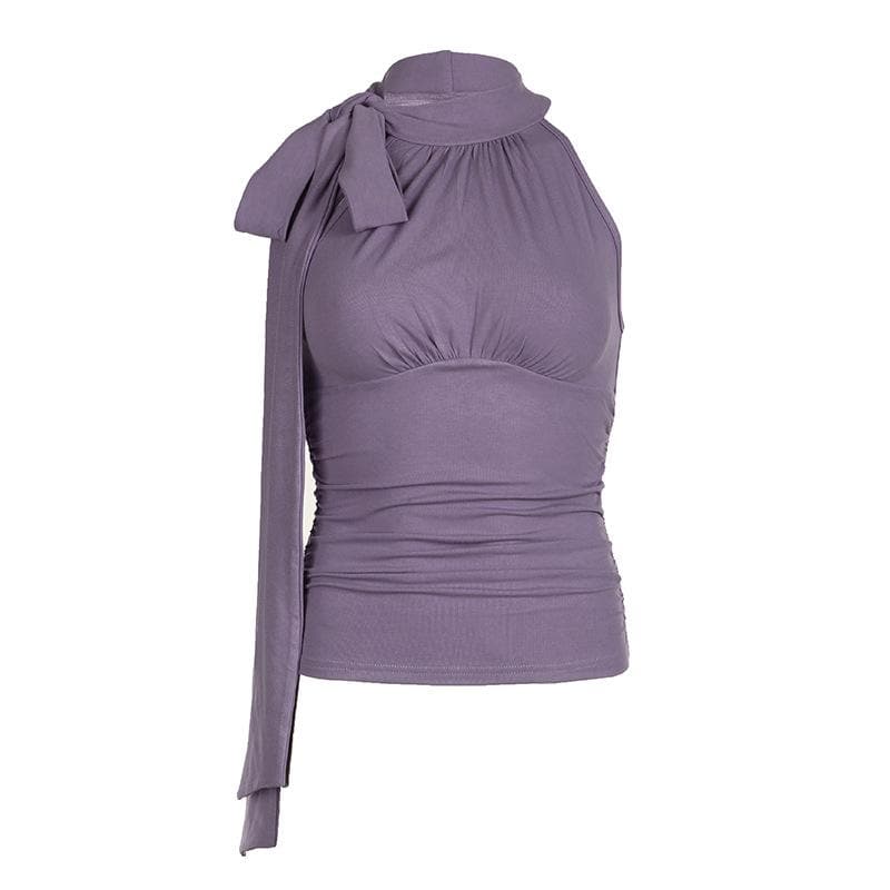 Elevated Halter Tie-Neck Ruched Top | Chic Fall & Holiday Sleeveless Blouse