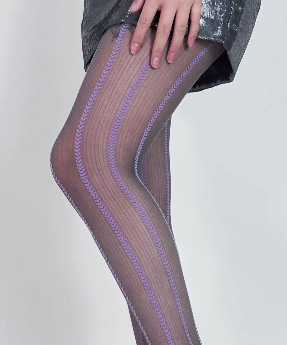 Autumn's Edge: Chic Vertical Pattern Sheer Tights | Fall Fashion Hosiery
