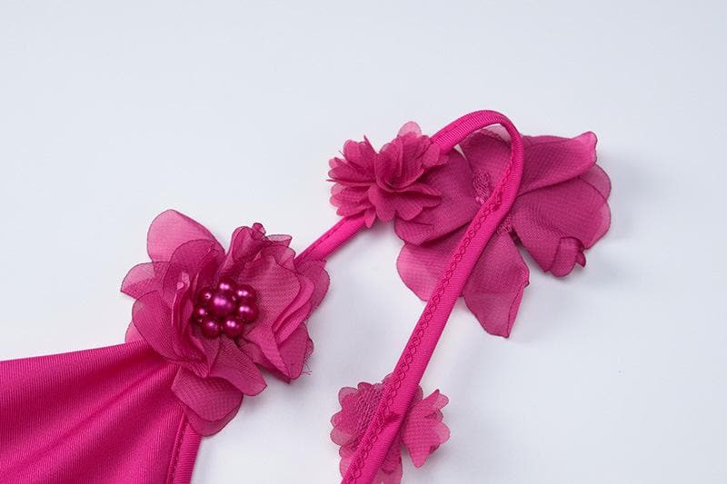 Elegant Magenta Backless Maxi Dress with Delicate Floral Applique Straps - Fall & Holiday Ready