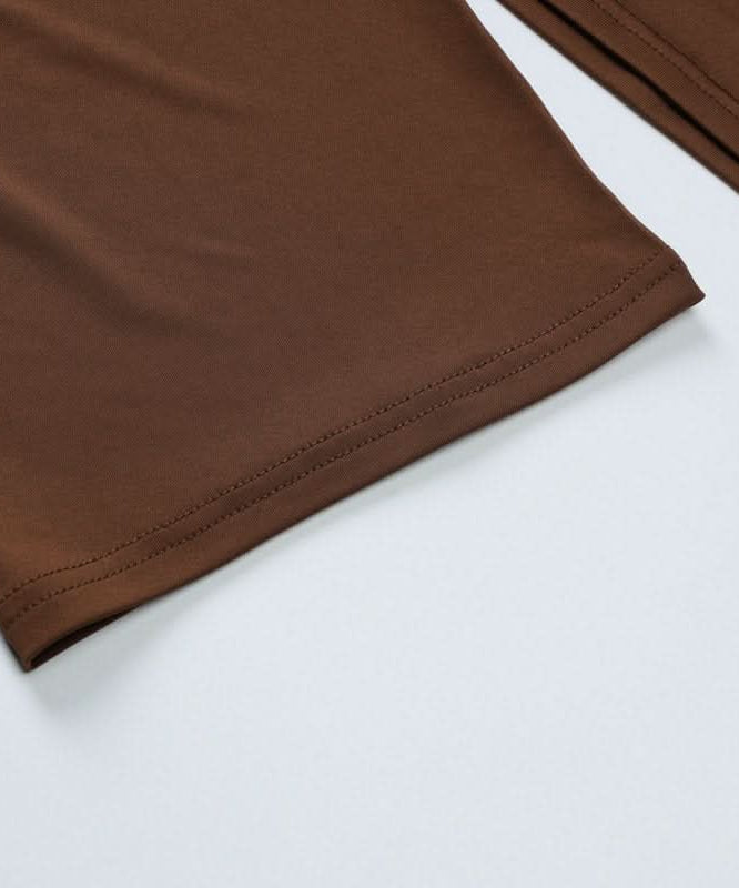Fall Chic: Off-Shoulder Tie-Waist Luxe Brown Matching Set for Women