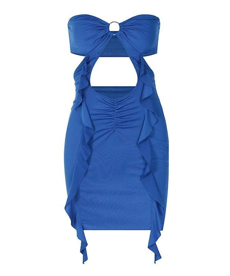Electrifying Royal Blue Strapless Cutout Mini Dress - Holiday Party & Resort Getaway Ready