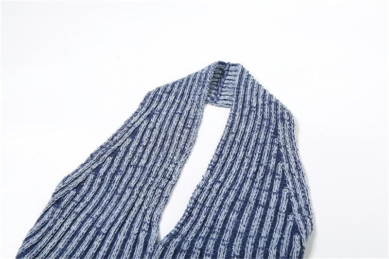 Effortless Chic Striped Knit Halter Top & Lounge Pants Set - Fall Comfort Must-Have