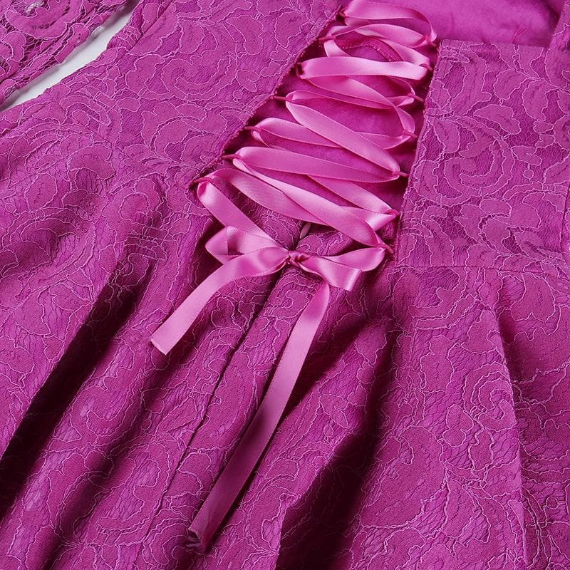 Head-Turning Fuchsia Lace Mock Neck Mini Dress - Your Essential for Fall Parties & Holiday Glam