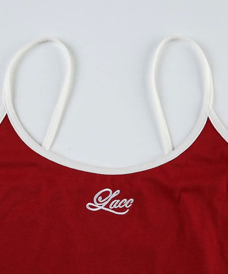 Cozy Chic: Women's Embroidered Red Cami & Shorts Lounge Set