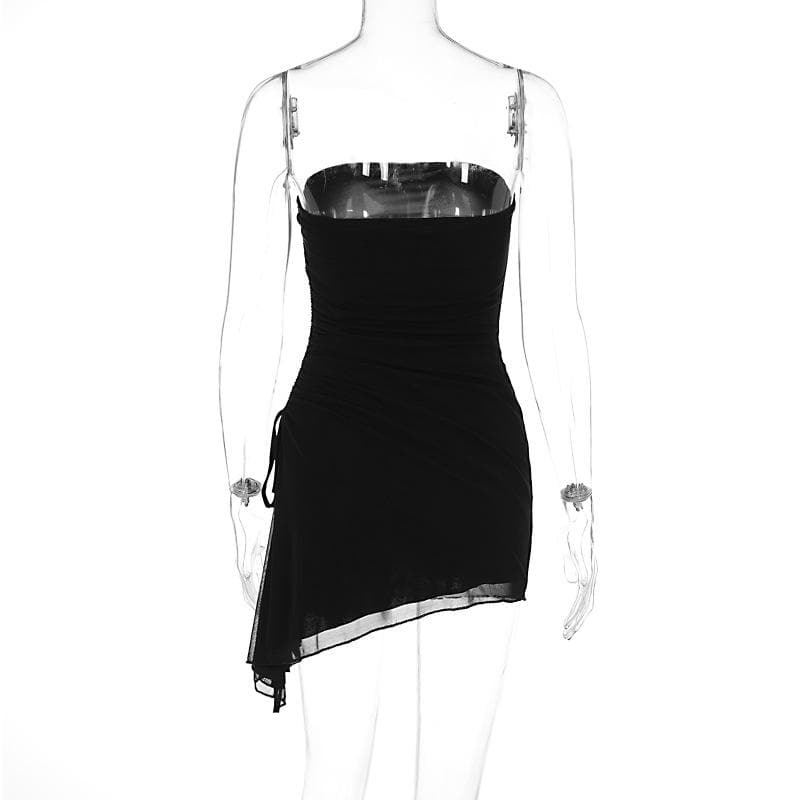 The 'Allure' Black Ruched Mini Dress - Strapless, Adjustable & Chic for Fall Nights Out