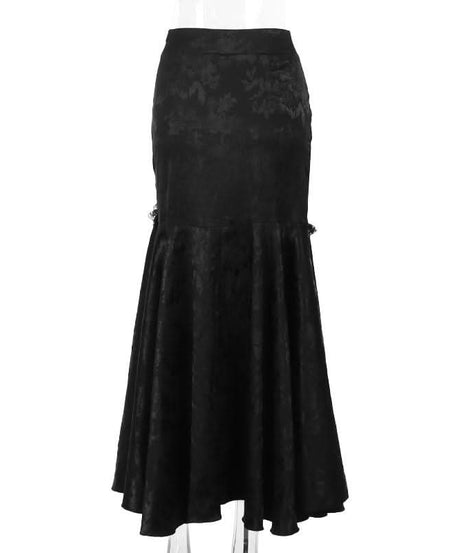 Fall Enchantress Ruched Maxi Skirt - Elegant Mermaid Silhouette for Halloween & Holiday Parties