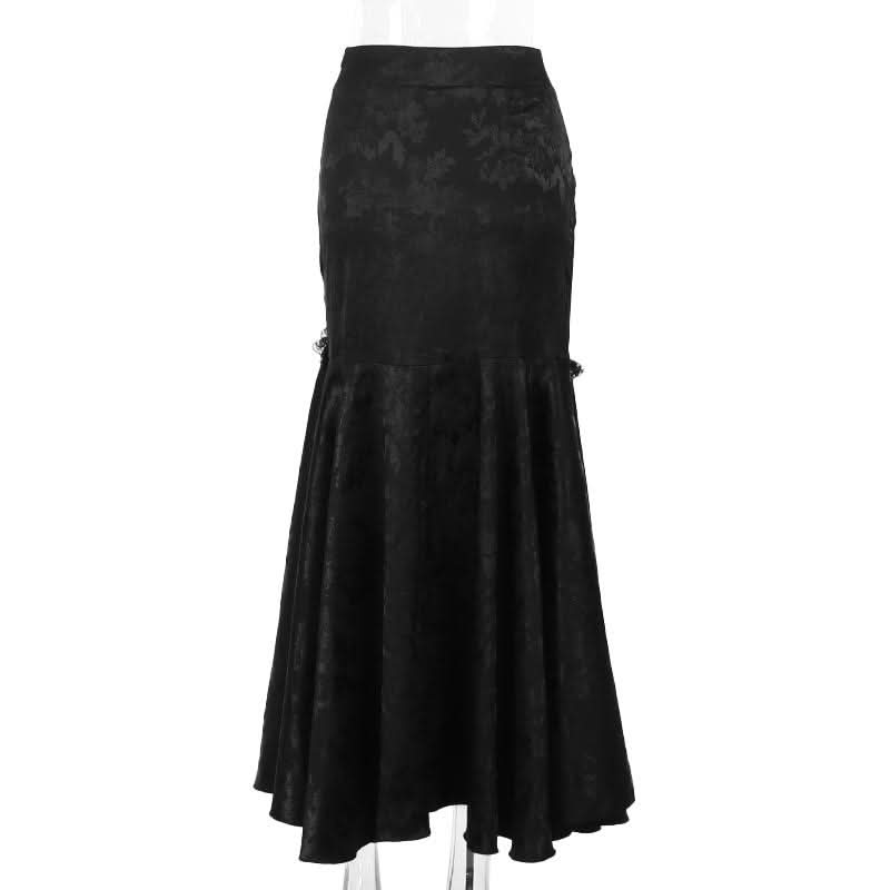 Fall Enchantress Ruched Maxi Skirt - Elegant Mermaid Silhouette for Halloween & Holiday Parties