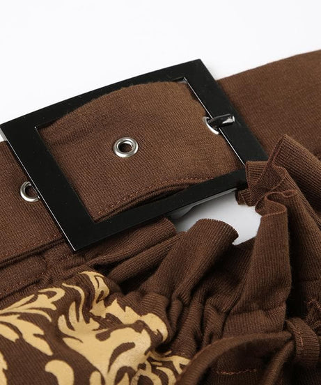 Chic Fall Baroque Buckle Tube Top | Vintage Inspired Print & Adjustable Tie