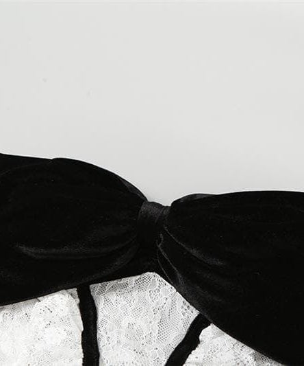 The Chic Velvet Bow & Lace Strapless Crop Top - Fall & Holiday Party Perfect!