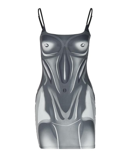 Edgy Illusion Bodycon Mini Dress - Fall & Halloween Ready