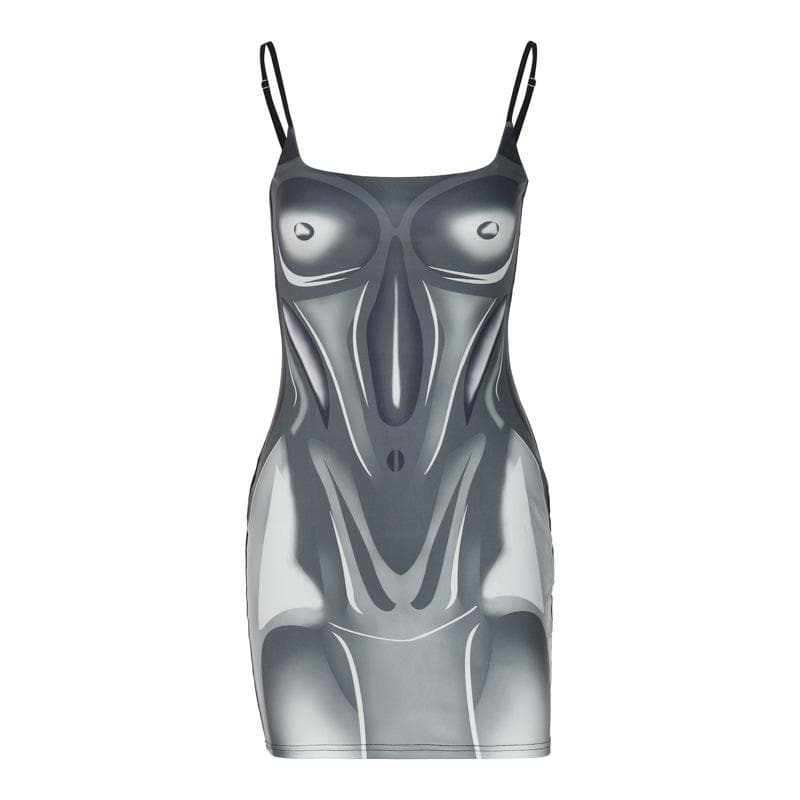 Edgy Illusion Bodycon Mini Dress - Fall & Halloween Ready