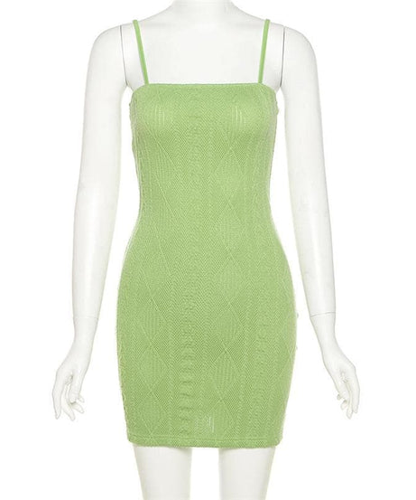 Flirty Lime Green Textured Bodycon Mini Dress - Fall Ready & Oh-So-Chic!