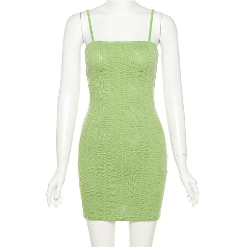 Flirty Lime Green Textured Bodycon Mini Dress - Fall Ready & Oh-So-Chic!