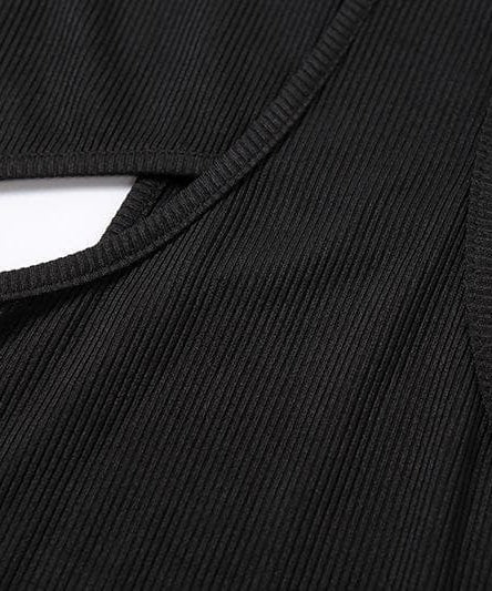 Daring Diva Black Cut-Out Bodycon Mini Dress - Spooky Chic for Fall Parties & Night Out