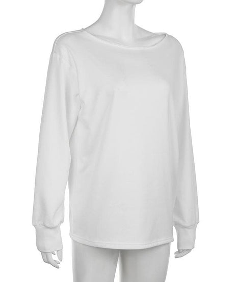 Effortless Chic Boat Neck Long Sleeve Top for Women - Your Go-To White Fall Essential