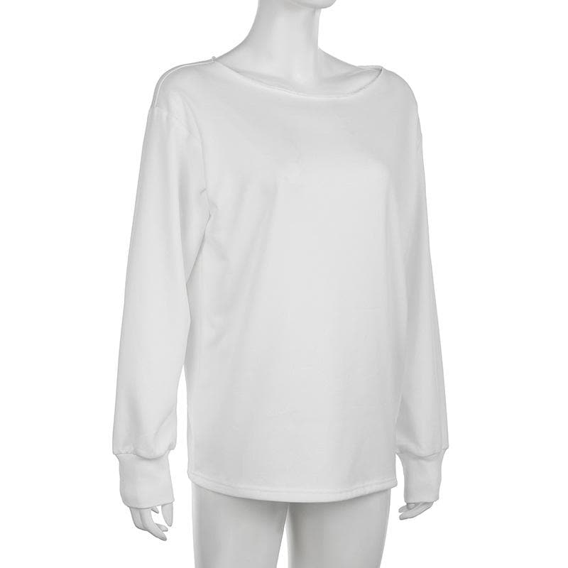 Effortless Chic Boat Neck Long Sleeve Top for Women - Your Go-To White Fall Essential
