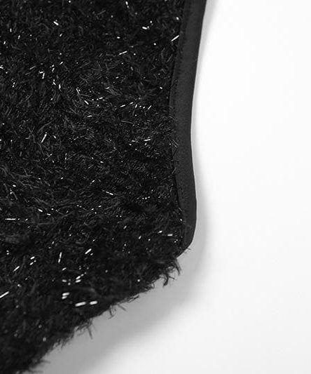 Luxe Black Fuzzy Halter Crop Top – Chic Fall & Holiday Going Out Style