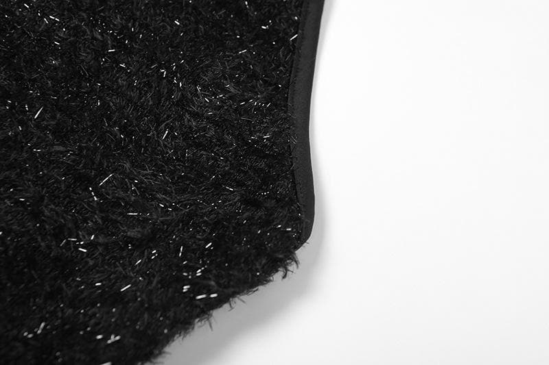 Luxe Black Fuzzy Halter Crop Top – Chic Fall & Holiday Going Out Style