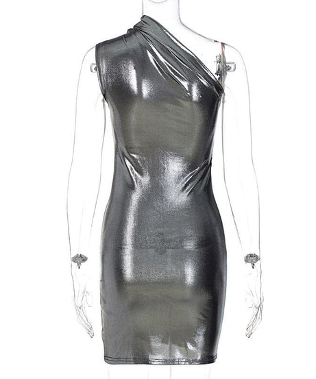 Dazzling Metallic One-Shoulder Ruched Mini Dress - Your Ultimate Holiday & NYE Party Look