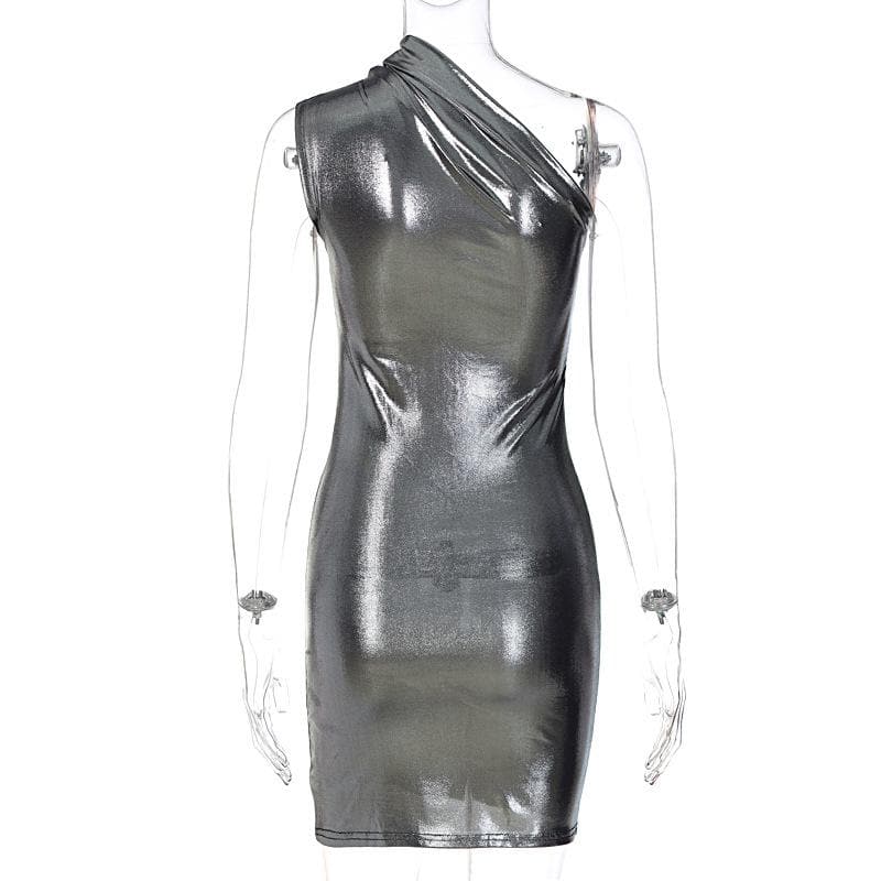 Dazzling Metallic One-Shoulder Ruched Mini Dress - Your Ultimate Holiday & NYE Party Look