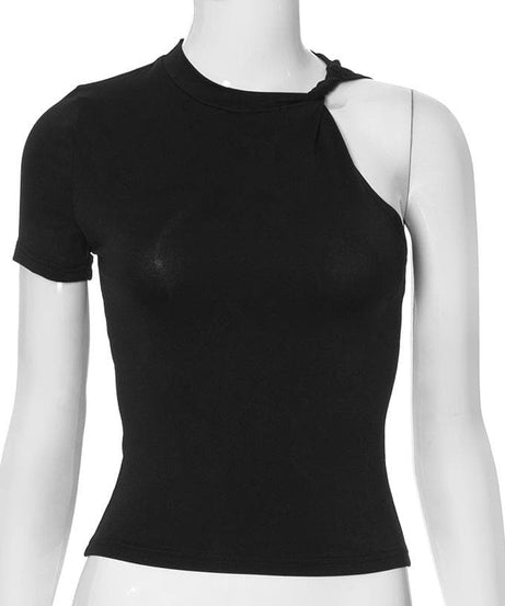 Chic Asymmetrical One-Shoulder Knit Top - Modern White Style for Fall