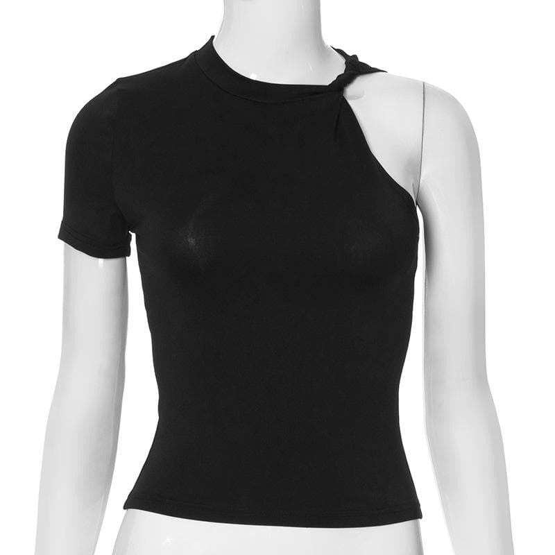 Chic Asymmetrical One-Shoulder Knit Top - Modern White Style for Fall