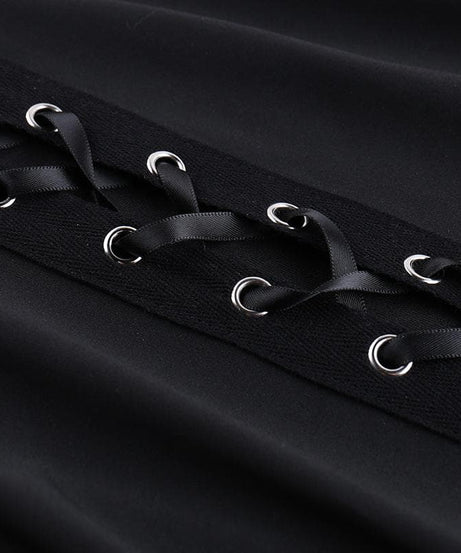 Witchy & Wild: High-Waist Lace-Up Flared Pants - Edgy Bell Bottoms for Fall & Halloween